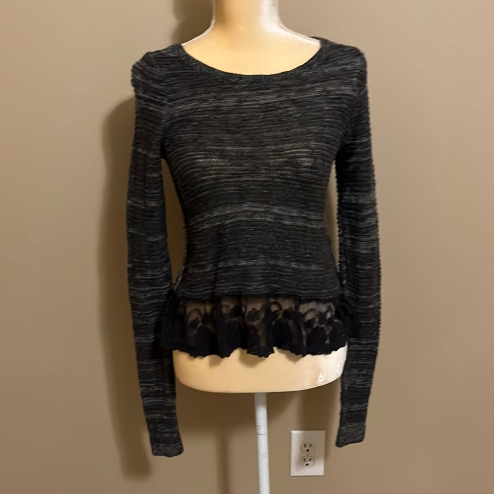 Hollister ~ Gray, Lace Bottom Sweater